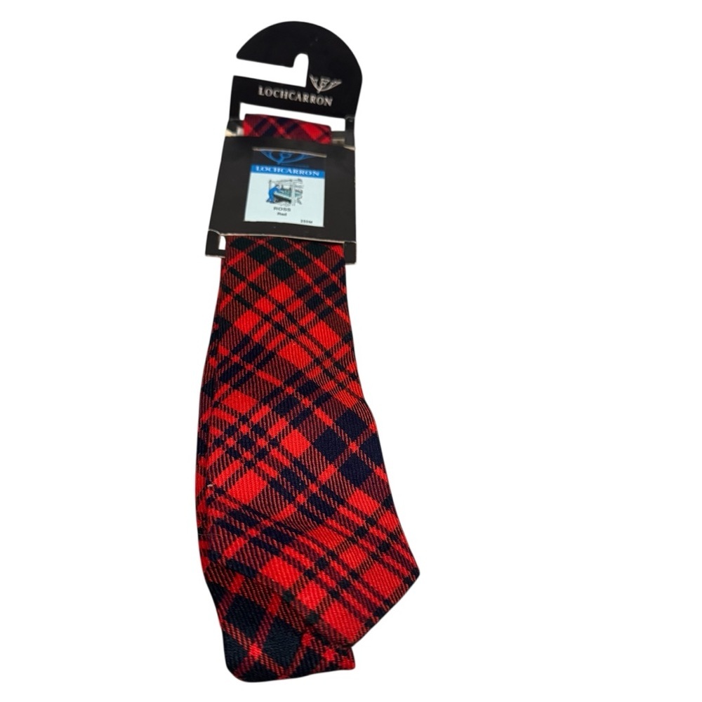 Lochcarron Scotland Ross Red Modern Tartan Wool Neck Tie